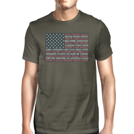 50 States American Flag Tshirt Mens Dark Grey Cotton Graphic Teeidx 3P11033821068