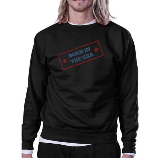 Born In The USA Unisex Graphic Sweatshirt Black Round Neck Pulloveridx 3P11025528908