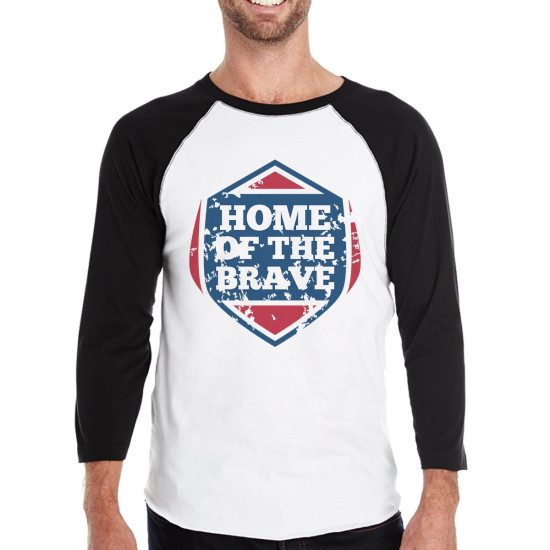 Home Of The Brave Mens Baseball T-shirt 3/4 Sleeve Graphic Teeidx 3P11025550604