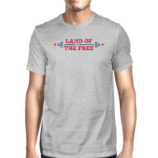 Land Of The Free American Flag Shirt Mens Gray Graphic T-Shirtidx 3P11033827852