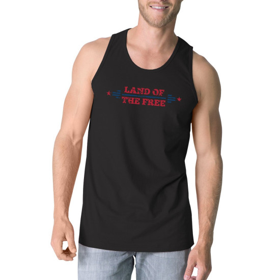 Land Of The Free Mens Black Sleeveless T-Shirt Crewneck Cotton Tankidx 3P11025501324