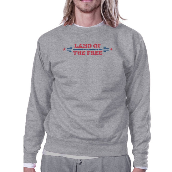 Land Of The Free Unisex Graphic Sweatshirt Gray Crewneck Pulloveridx 3P11025532940