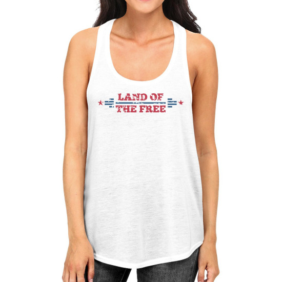 Land Of The Free Womens White Crewneck Tank Top 4th Of July Giftidx 3P11025516684