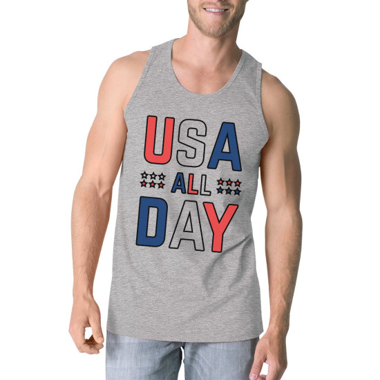 USA All Day Mens Grey Cute Patriotic USA Design For 4th Of Julyidx 3P10973212556
